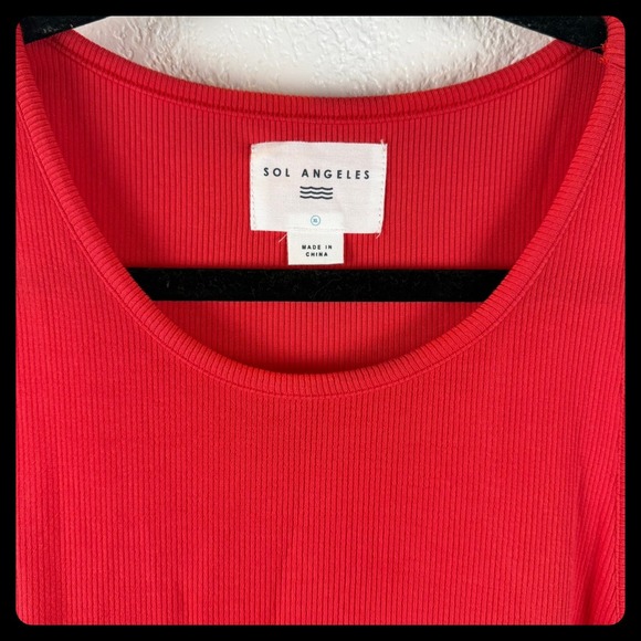 Sol Angeles Rib‎ Racer Tank Dress Red XL MSRP $114 Minimalist Neiman Marcus - Picture 2 of 6